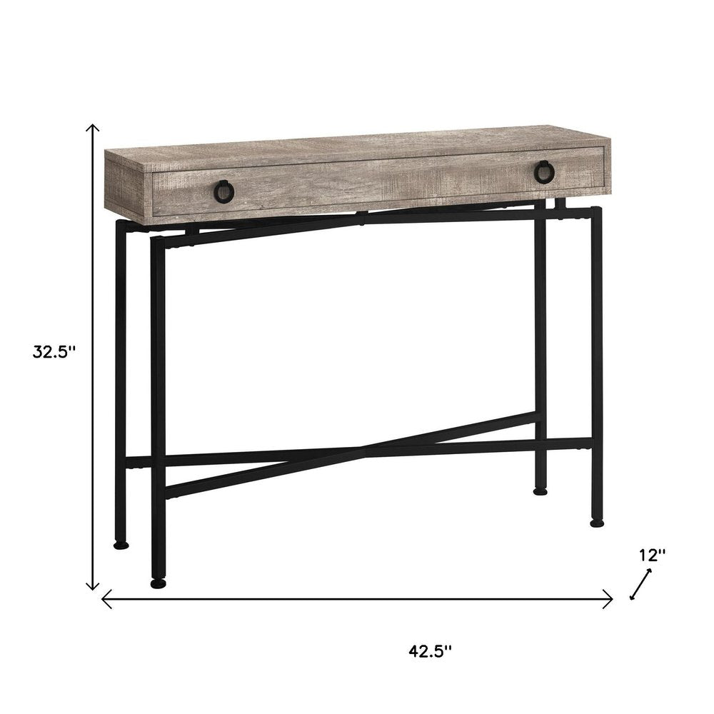 Sloane 43" Cross-Leg Console Table — Taupe & Matte Black