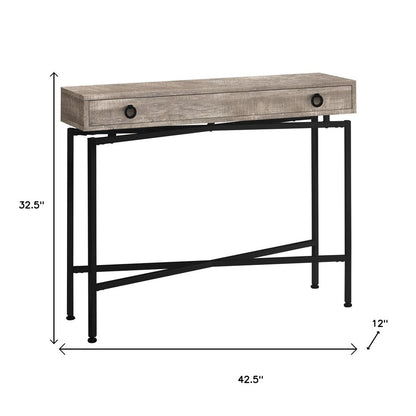 Sloane 43" Cross-Leg Console Table — Taupe & Matte Black