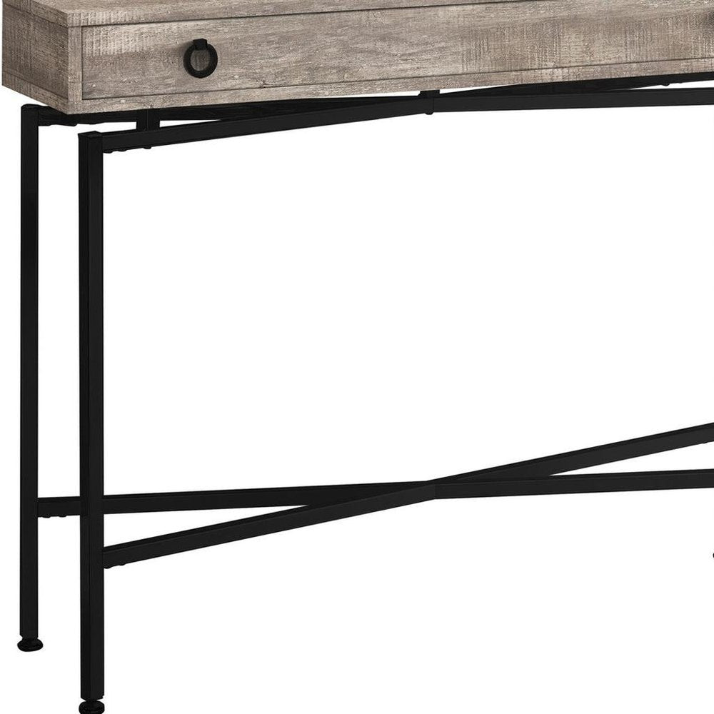 Sloane 43" Cross-Leg Console Table — Taupe & Matte Black