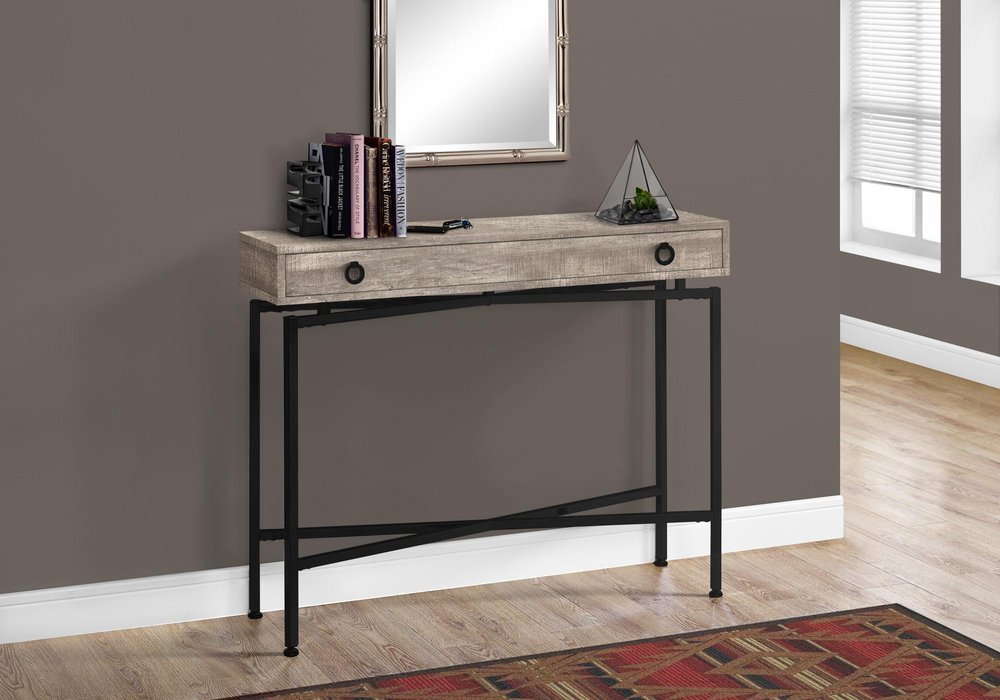 Sloane 43" Cross-Leg Console Table — Taupe & Matte Black