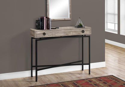 Sloane 43" Cross-Leg Console Table — Taupe & Matte Black