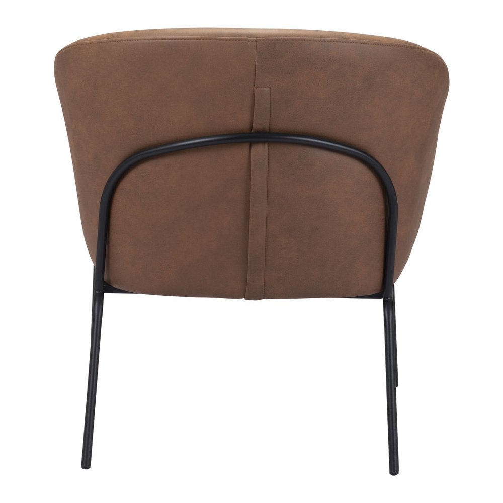 28" Brown And Black Faux Leather And Upholstered Club Chair