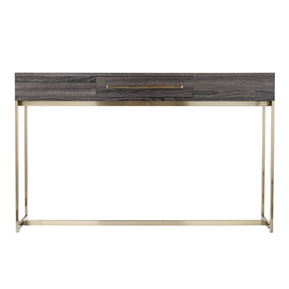 48" Gray and Gold Wood and Metal Frame Console Table With Drawer