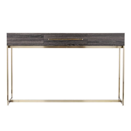 48" Gray and Gold Wood and Metal Frame Console Table With Drawer, view 2