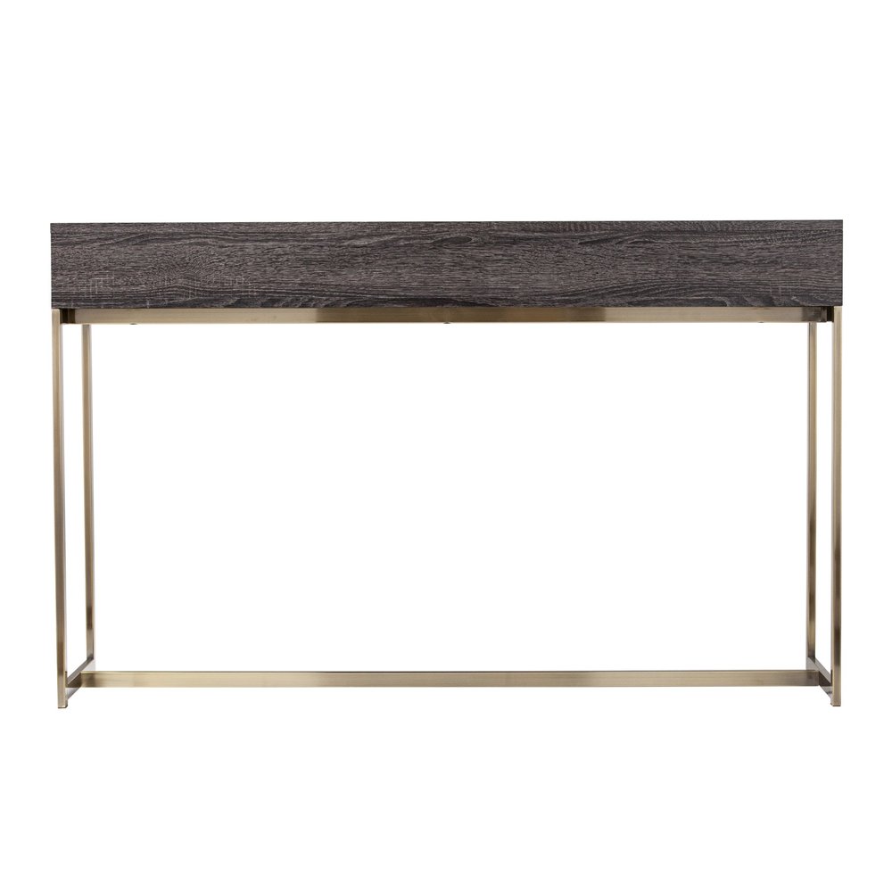 48" Gray and Gold Wood and Metal Frame Console Table With Drawer