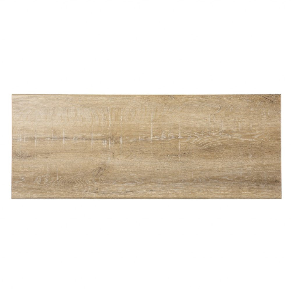 42" Natural Wood Floor Shelf Console Table With Two Shelves