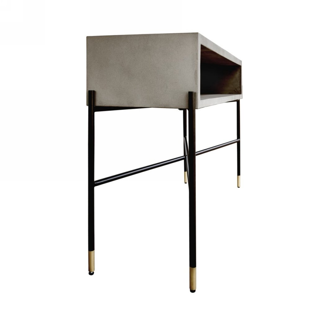 45" Gray and Black Concrete and Iron Console Table
