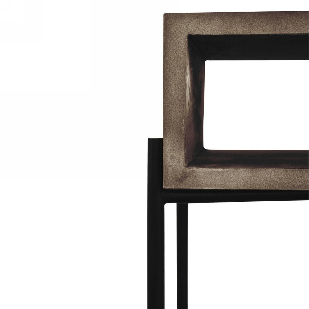 45" Gray and Black Concrete and Iron Console Table