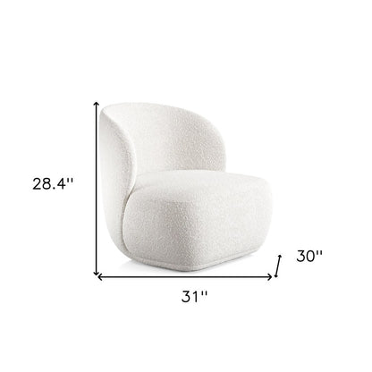31" White Boucle Wingback Chair