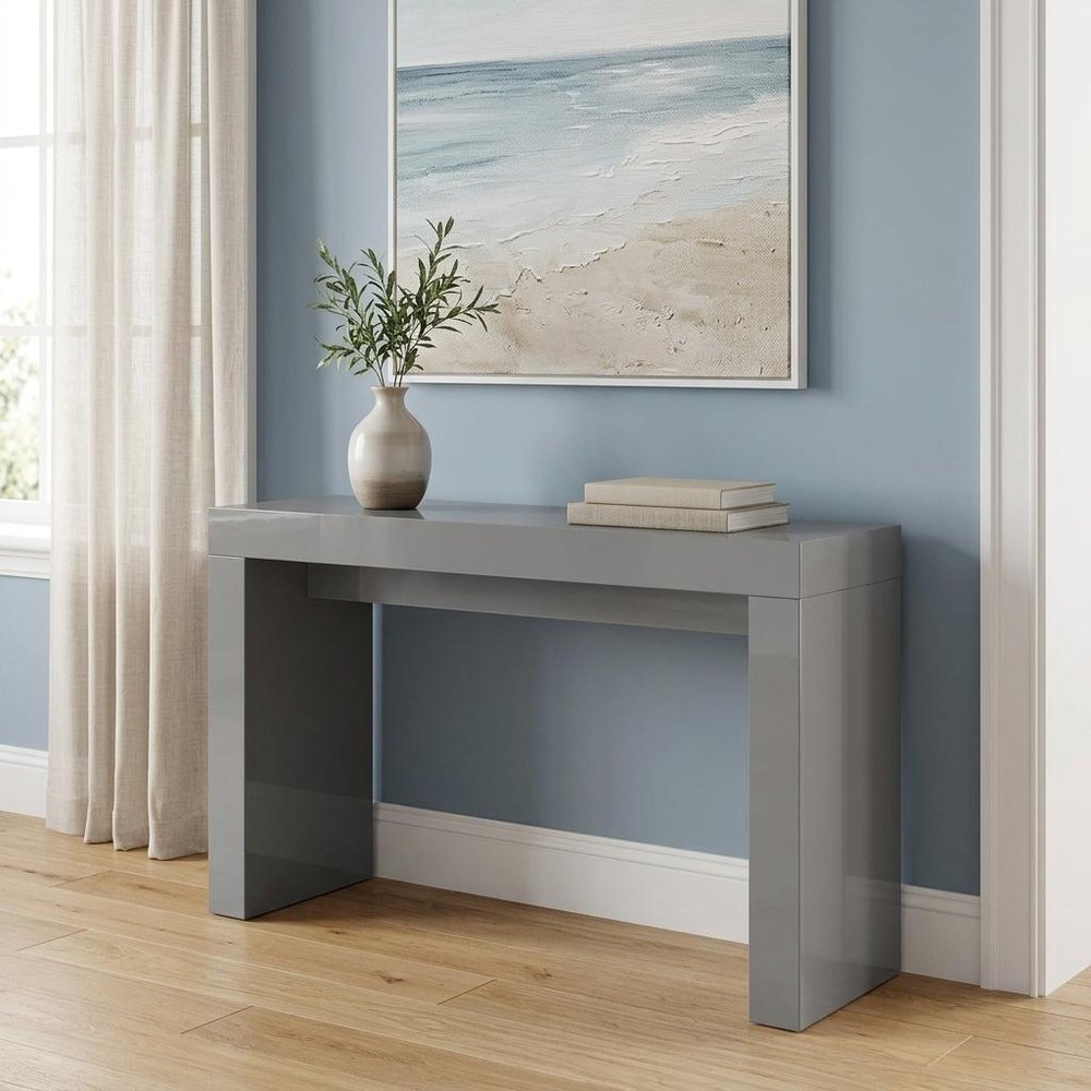 47" Gray Wood Block Console Table