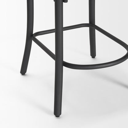 26" Natural and Gray Solid Wood and Iron Counter Height Bar Chair