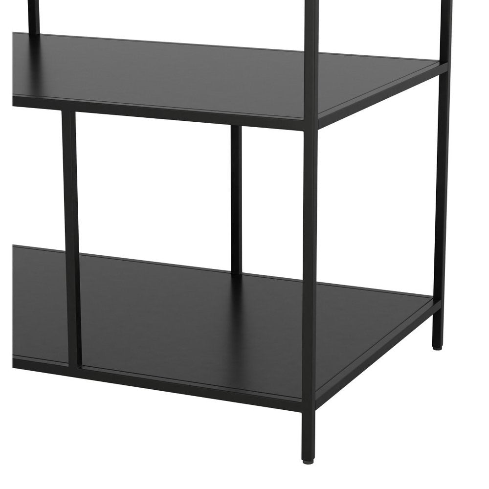 54" White and Black Genuine Marble and Steel Frame Console Table With Two Shelves