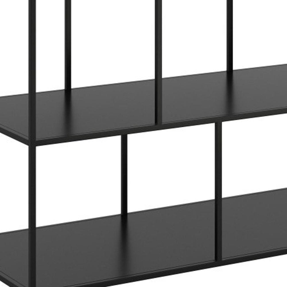 54" White and Black Genuine Marble and Steel Frame Console Table With Two Shelves