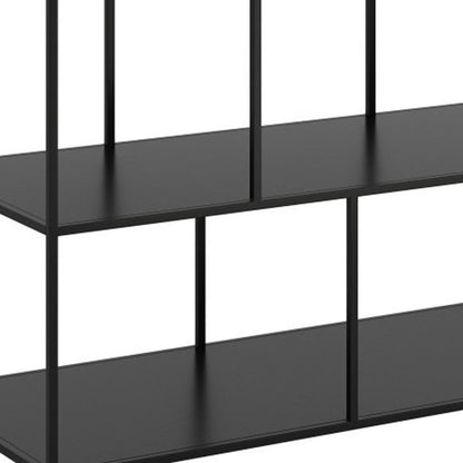 54" White and Black Genuine Marble and Steel Frame Console Table With Two Shelves
