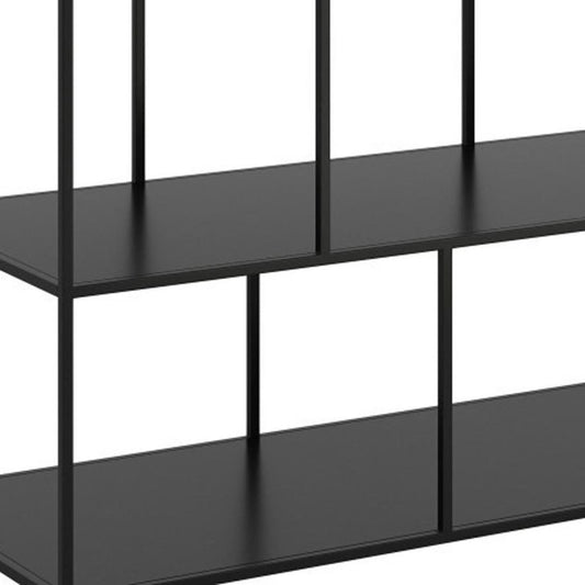 54" White and Black Genuine Marble and Steel Frame Console Table With Two Shelves