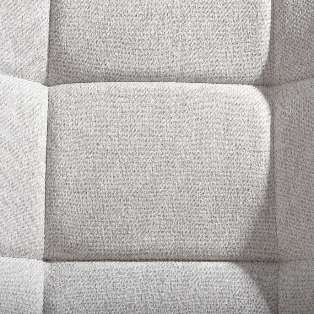 23" Beige and Natural Tufted Chenille and Solid Wood Wingback Chair