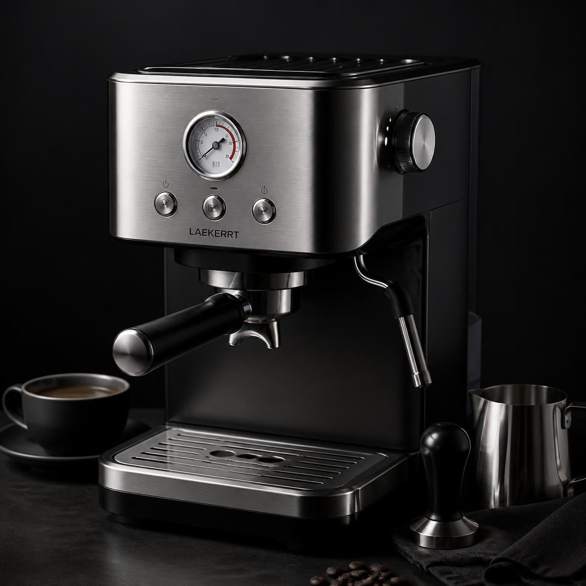 Compact stainless espresso machine