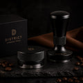 Black espresso tamper and distribution tool set